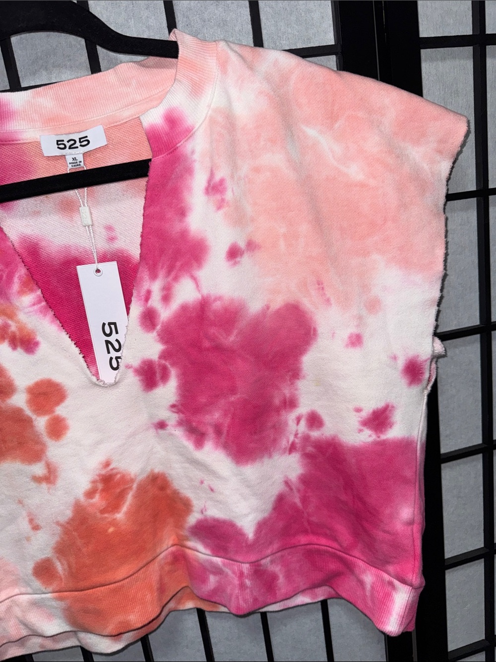 525 America Tie Dye Cropped Sweatshirt Top Pink Orange Size XL NWT - Picture 4 of 6